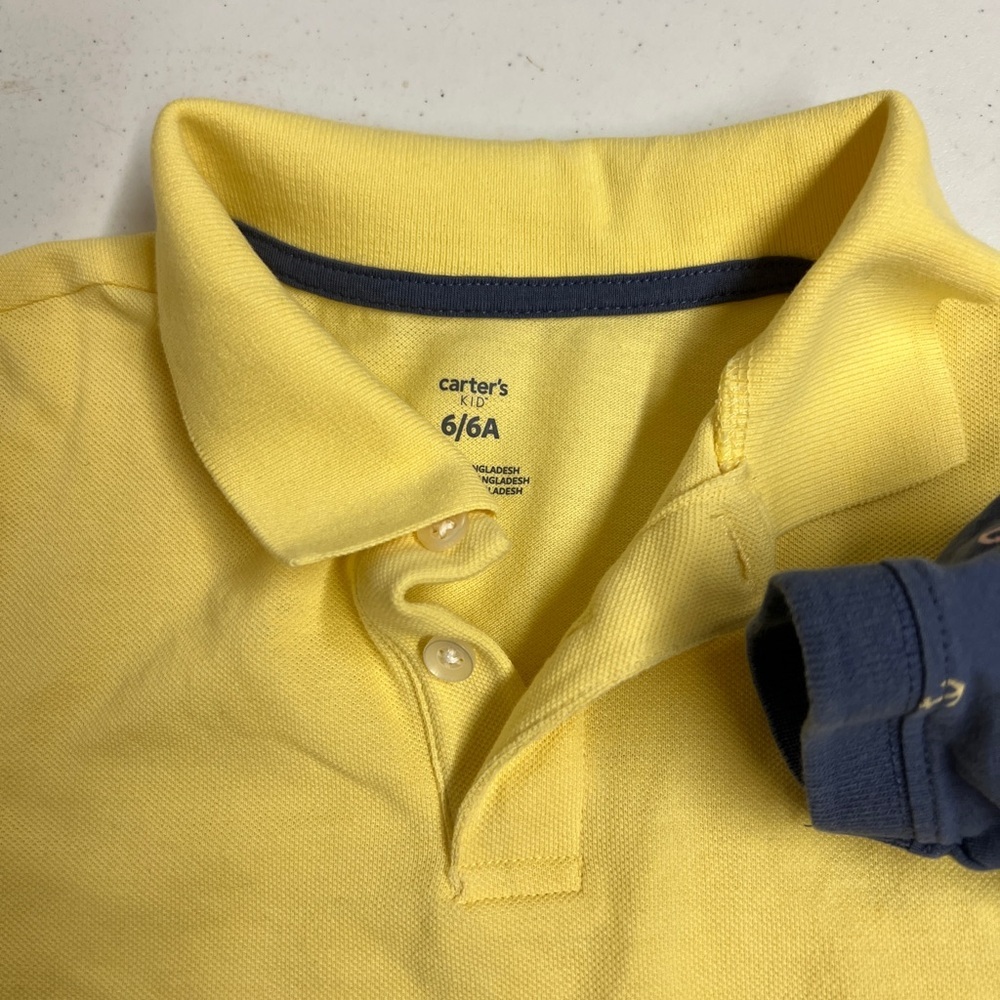 Carter’'s Polo Shirt Set - Solid Yellow and Blue with Anchors - Picture 3 of 3